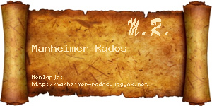 Manheimer Rados névjegykártya